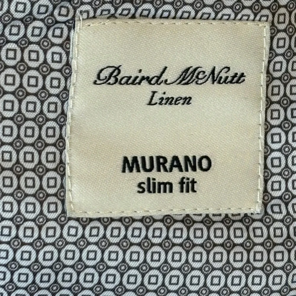 Baird McNutt Murano Men Linen Slim‎ Fit Blazer Jacket Sz L Gray Summer Wedding
